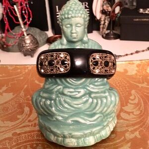 Hill House Black & Gold Filagree Jeweled Cuff Bracelet